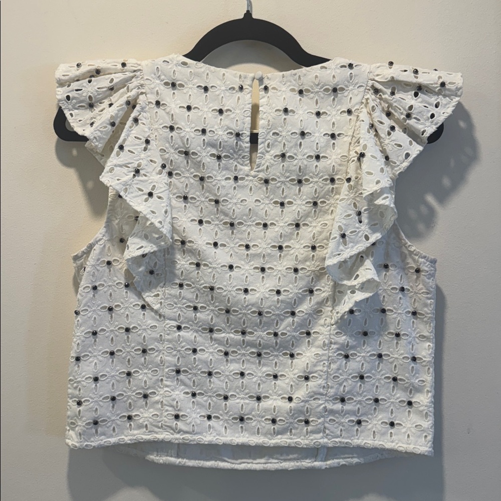 Express Eyelet Ruffle Rhinestone Top - Picture 4 of 4